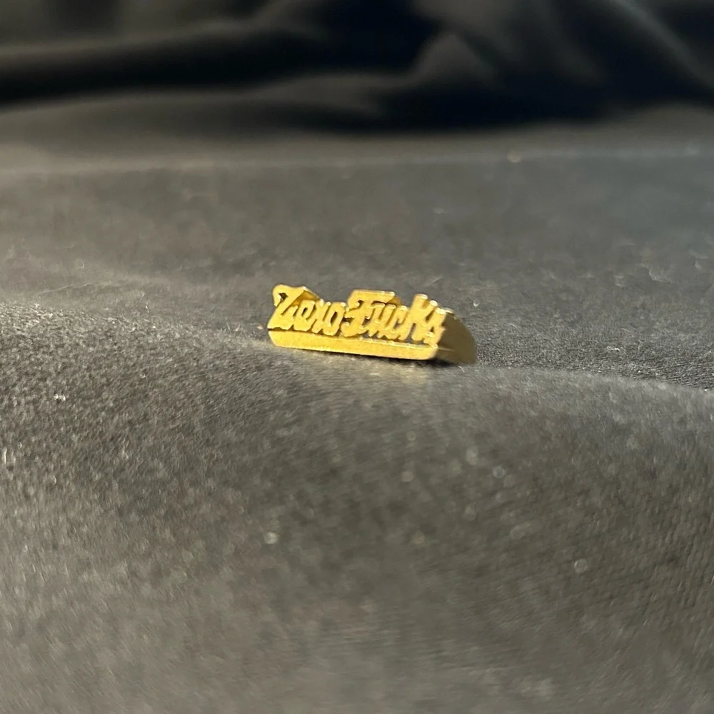 Zero F*cks Solid Brass Text Statement Ring - Picture 2 of 6